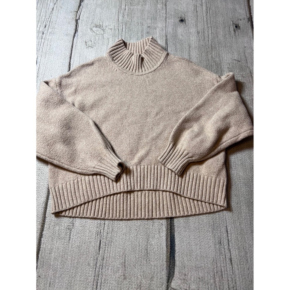 Gap Kids Sweater Kids Large L 10-11 Tan Mock Neck High Low Cotton Blend Knit